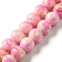 Synthetische türkisfarbene Perlenstränge, Runde, rosa, 7~8x7~8 mm, Bohrung: 1 mm, ca. 50 Stk. / Strang, 14.29~14.65'' (36.3~37.2 cm)