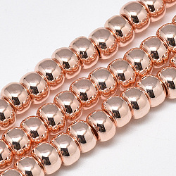 Chapelets de perles en hématite synthétique sans magnétiques, rondelle, rose plaqué or, 6x4mm, Trou: 2mm, Environ 97 pcs/chapelet, 15.7 pouce