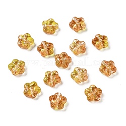 Perles en verre transparentes, fleur de prunier fleur, orange foncé, 12.5x13x5.5mm, Trou: 1.2mm