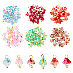 Chgcraft 120 Stück 6 Farben Trompetenblumen-Anhänger galvanisieren Glasanhänger Glasperlen runde Perlen für die Schmuckherstellung und DIY-Bastelzubehör