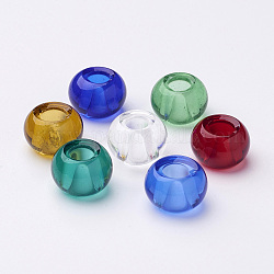 Handgemachte glasperlen murano glas großlochperlen, Rondell, Mischfarbe, Größe: ca. 14mm Durchmesser, 8.5~10 mm dick, Bohrung: 5 mm