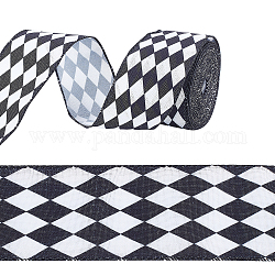 Ruban de polyester, noir et blanc, motif losange, 2-3/8 pouce (61 mm), 12 yards / bobine 