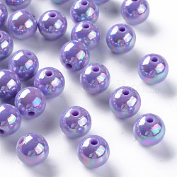 Perline acrilico opaco, ab colore placcato, tondo, viola medio, 12x11mm, Foro: 2.5 mm, circa 566pcs/500g