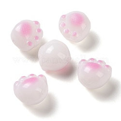 Abalorios acrílicos opacos, pata de gato, rosa, 11x12x9.7mm, agujero: 1.6 mm
