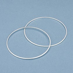 Anelli collegamenti in ottone, placcato di lunga durata, anello rotondo, placcati argento 925 euro, 45x1mm, diametro interno: 43mm