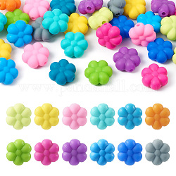 48 pièce de perles en silicone écologiques de qualité alimentaire, 12 couleurs de fleurs, perles à mâcher pour les jouets de dentition, Diy soins infirmiers colliers faisant, couleur mixte, 14x13.5x6.5mm, Trou: 3mm, 4 pcs / couleur