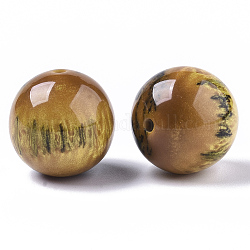 Perles en résine, pierre d'imitation, ronde, or, 20mm, Trou: 2mm