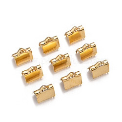 Revestimiento iónico (ip) 304 cinta de acero inoxidable extremos engarzados, dorado, 9.5x10.5mm, agujero: 1.5x3 mm