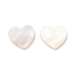 Cabochons en coquille blanc, cœur, blanc, 7x8x1mm