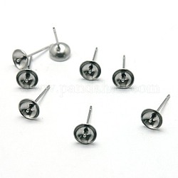 Accessoires de puces d'oreilles en 304 acier inoxydable, 14x6mm, pin: 0.7 mm