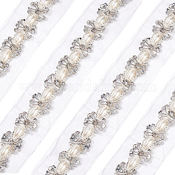 Garniture en organza de dentelle, avec perles d'imitation en plastique et strass en verre, pour la robe de bricolage, costume, nappe de table, rideau d'artisanat, décor vintage à la maison, blanc, 1-3/4 pouce (45 mm), 1.8~1.9 verges/boîte