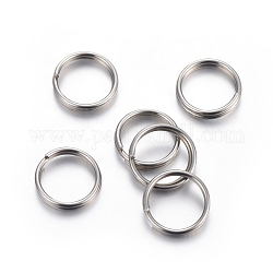 304 anelli portachiavi in ​​acciaio inox, anelli di salto a doppio anello, colore acciaio inossidabile, 6x1mm, diametro interno: 5mm, singolo filo: 0.5mm