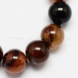 Chapelets de perles d'agate naturelle, teinte, ronde, agate naturel, 10~11mm, Trou: 1mm, 39 pcs / chapelet, 15.7 pouce
