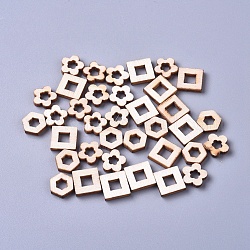 Verbindungsringe aus Pappelholz, Mischform, Blumenweiß, 9~10x10x2~2.5 mm, Innendurchmesser: 3.5~4 mm