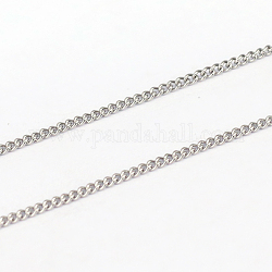 304 Stainless Steel Curb Chains, Soldered, Stainless Steel Color, 1.5x1x0.3mm