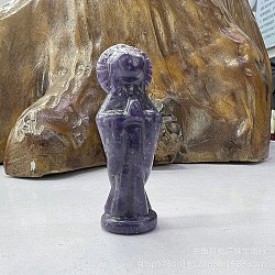 Aus natürlichem Lepidolit geschnitzte Heilgöttinnenfiguren, Reiki-Energiestein-Displaydekorationen, 80 mm