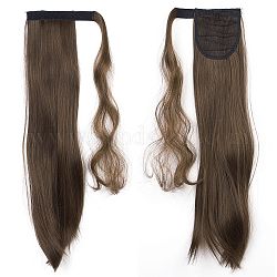 Long Straight Ponytail Hair Extension Magic Paste, Heat Resistant High Temperature Fiber, Wrap Around Ponytail Synthetic Hairpiece, for Women, Coconut Brown, 21.65 inch(55cm)