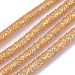 Pvc tubular cordón de caucho sintético, tubo hueco, con polvo del brillo, naranja, 5.5mm, agujero: 2.5 mm, alrededor de 54.68 yarda (50 m) / paquete