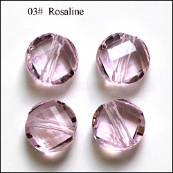 Perles d'imitation cristal autrichien, grade AAA, facette, plat rond, rose, 10x5mm, Trou: 0.9~1mm