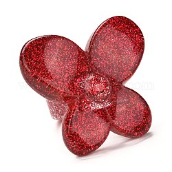 Acryl Fingerringe, Retro-Stil, mit Glitzerpulver, Schmetterling, rot, 6.5~36 mm, Innendurchmesser: 18 mm, Schmetterling: 36 mm