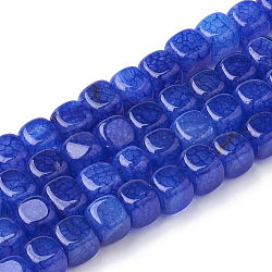Filo di perline di agata naturale, tinto, cubo, blu, 7.5~8x7~7.5x7~7.5mm, Foro: 1 mm, circa 50pcs/filo, 14.5 pollice