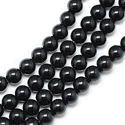 Chapelets de perle en pierre noire synthétique, ronde, 6mm, Trou: 1mm, Environ 65 pcs/chapelet, 15.7 pouce