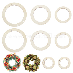 Fingerinspire 8шт 4 стиля рамки для венков для поделок, деревянные кольца для аранжировки цветов, бежевые, 150~300x2.5 мм, внутренний диаметр: 100~230 мм, 2шт / стиль