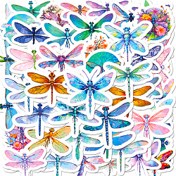 50 Uds. Pegatinas autoadhesivas de libélula de dibujos animados de pvc, Calcomanías de insectos impermeables para regalos decorativos de fiesta, color mezclado, 30~60mm