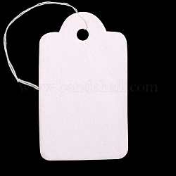 矩形の空白の下げ札  ジュエリーディスプレイ紙値札  綿の糸と  ホワイト  26x16x0.2mm  穴：2mm  500個/袋
