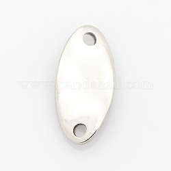 201 Stainless Steel Oval Links connectors, Stainless Steel Color, 17x8x2mm, Hole: 2mm