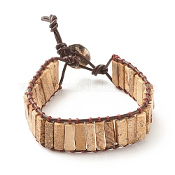Прямоугольный браслет из бисера из натуральной яшмы, плетеные украшения из драгоценных камней для женщин, 8-7/8 дюйм (22.5 см)