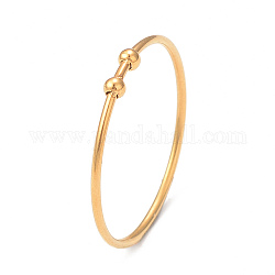 Chapado en iones (ip) 304 anillo de dedo con cuentas redondas de acero inoxidable para mujer, real 14k chapado en oro, nosotros tamaño 7 1/4 (17.5 mm)