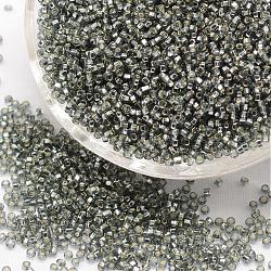 6/0 perles de rocaille rondes en verre, argent bordée trou carré, couleurs transparentes, grises , 3.6~4.0mm, Trou: 1.2mm, environ 5000 pcs / livre