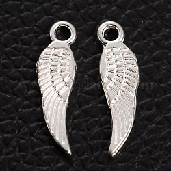 Tibetan Style Alloy Pendants, Wing, Cadmium Free & Lead Free, Silver Color Plated, 18x5mm, Hole: 1.5mm