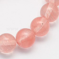 Perle di vetro di quarzo ciliegio fili, tondo, 8.5mm, Foro: 1.2 mm, circa 47pcs/filo, 15.5 pollice