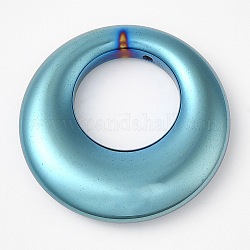 Colgantes de hematita sintética no magnética galvanizada, encantos de anillo, azul chapado, 29x5.5mm, agujero: 1 mm