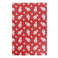 Feuilles de tissu en cuir pvc imprimées sur le thème de Noël, pour les boucles d'oreilles bricolage faisant de l'artisanat, rouge, 30x20x0.07 cm
