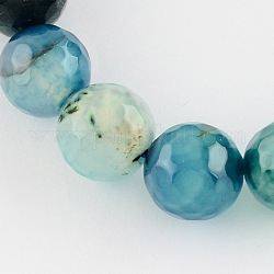 Dyed Natural Multi-Color Agate Beads Strands, Faceted Round, Dark Cyan, 8mm, Hole: 1mm, about 48pcs/strand, 14.9inch