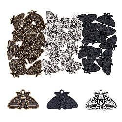 DICOSMETIC 60Pcs 2 Colors Alloy Pendants, Moth with Moon Phase Charm, Mixed Color, 16x24.5x2mm, Hole: 1.8mm, 20pc/color