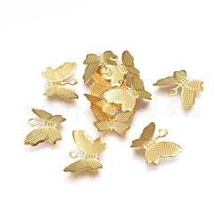Charms de hierro, mariposa, dorado, 10.8x13.2x0.3mm, agujero: 1.5 mm