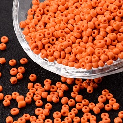 ガラスシードビーズ  不透明な色の種  DIYジュエリー作成用の小さなクラフトビーズ  ラウンド  ダークオレンジ  3mm  穴：1mm  約10000個/ポンド
