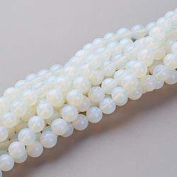 16 inch long Opalite Loose Beads, Opal Round Beads Strands, White, 8mm, Hole: 1mm, about 49pcs/strand, 15 inch