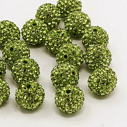 Perline rhinestone grado a, perline palla di disco, resina e caolino, tondo, verde oliva, PP9 (1.5mm), 1.6mm, Foro: 8 mm