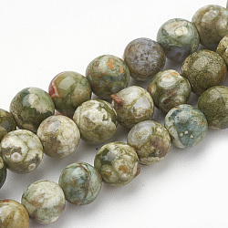 Natural Rhyolite Jasper Beads Strands, Round, 6mm, Hole: 1mm, about 70pcs/strand, 15.7 inch