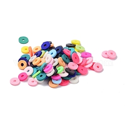 Manuell Polymer Ton Perlen, heishi Perlen, Flache Runde / Scheibe, Mischfarbe, 6x1 mm, Bohrung: 1.5 mm, ca. 2400 Stk. / 100 g