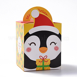 Scatole regalo di caramelle a tema natalizio, scatole per imballaggio, per i regali di natale dolci festa del festival di natale, modello di pinguino, colorato, 10.2x8.3x8.2cm
