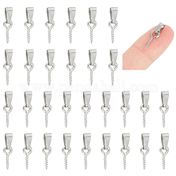 Unicraftale 50Pcs 304 Stainless Steel Screw Eye Peg Bails, Stainless Steel Color, 17.5mm, Hole: 6x3mm, Pin: 1.3mm