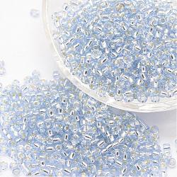 8/0 trasparenti perline di vetro rotondo, grado a, argento rivestito, Alice Blue, 2.8~3.2mm, Foro: 1.0 mm, circa 15000pcs/libbra