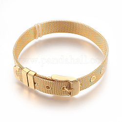 304ステンレス製の時計バンド  ベルトフィットスライドのチャームを見て  黄金メッキ  8-1/2インチ（21.5cm）  10mm