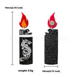 Серьги-гвоздики с зажигалкой в виде дракона из сплава, готические украшения для женщин, чёрные, 70x19 мм